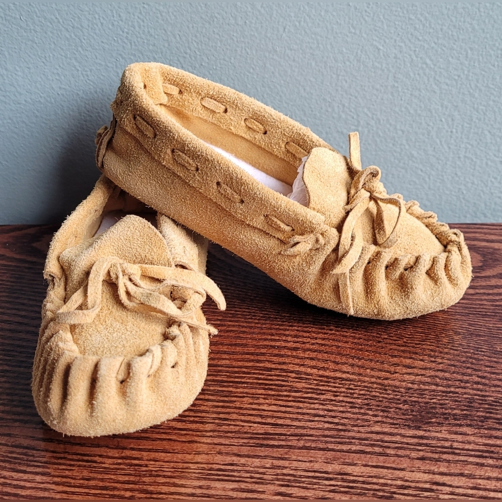 2 /$15. Children's Moccasins Yukon Gold Suede Leather Handmade with Insole